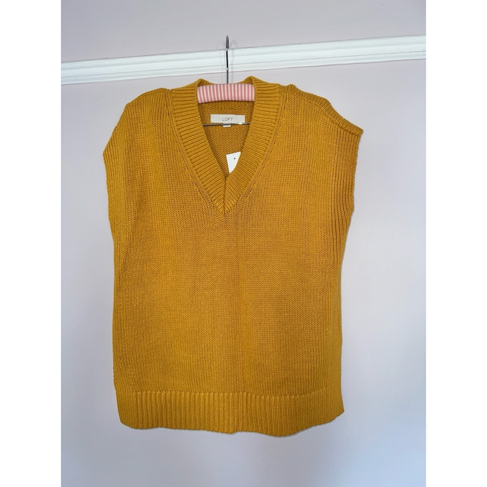 Cozy Mustard LOFT Sweater Vest